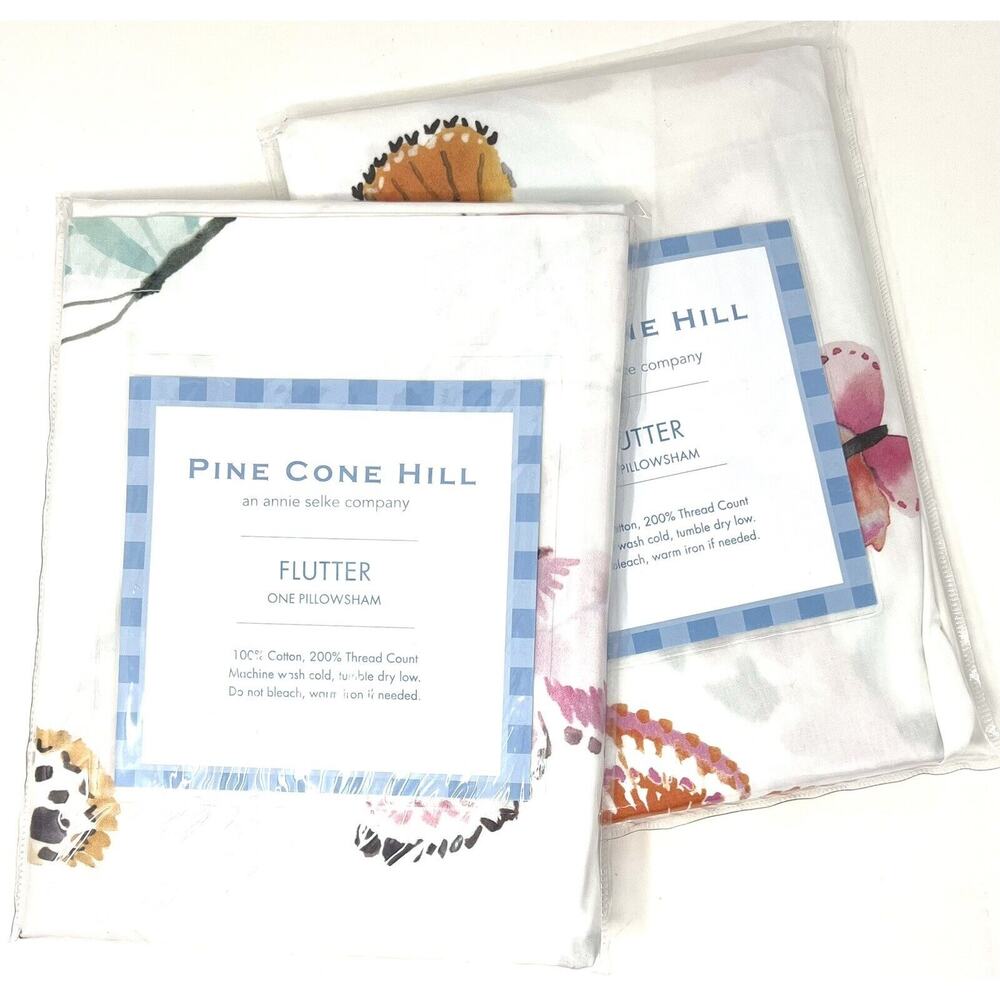 Pine Cone Hill Annie Selke Butterfly Flutter 2 Standard Pillow Shams Cotton